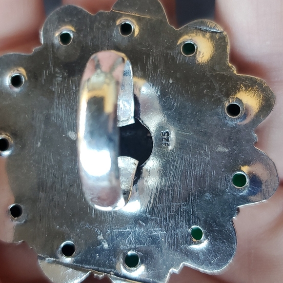 New Stunning Amber & Diopside 925 Silver Statement Ring. - Picture 14 of 15